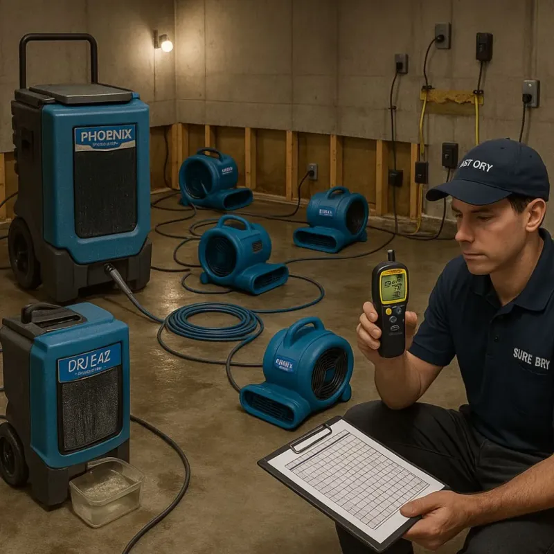 Structural Drying and Dehumidification process in Fivepointville, PA